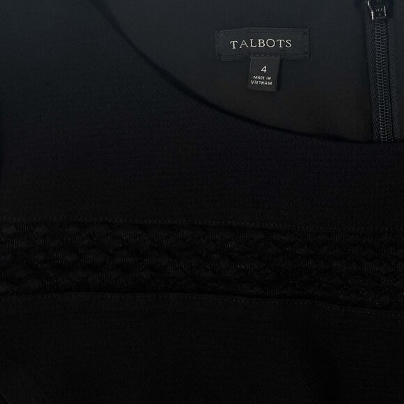 Talbots Womens Sheath Dress Size 4 Lined 3/4 Bell Sleeves Mesh Detail Zip Back - Picture 8 of 9